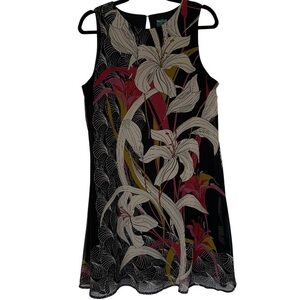 GABBY SKYE Women’s Chiffon Trapeze Shift Dress Lilly Dark Floral Swing 12